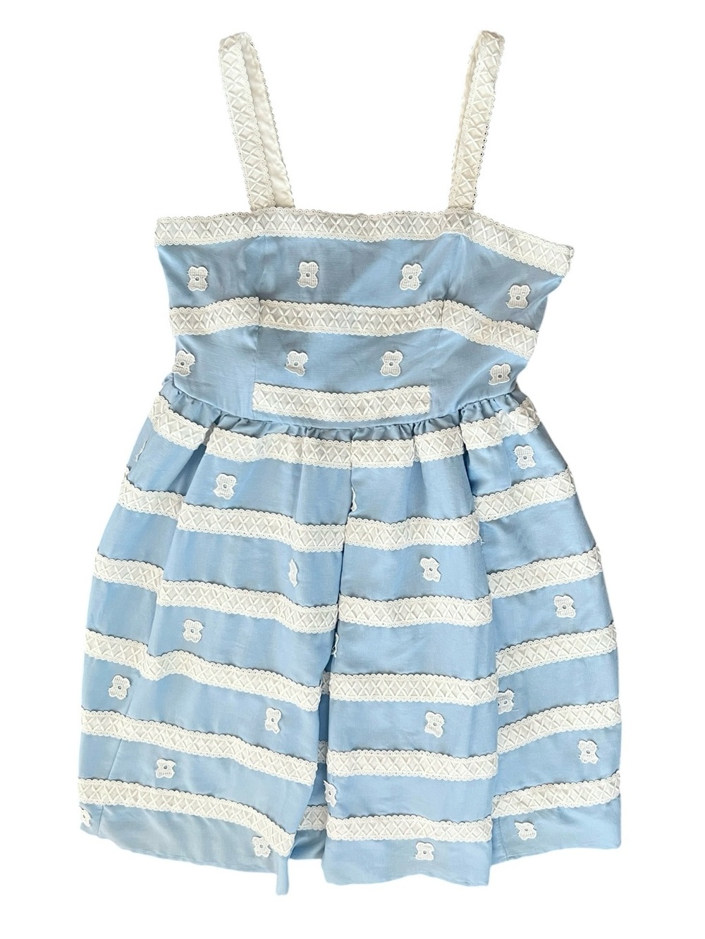 Barbie™ X Unique Vintage Blue & White Suburban Shopper 1959 Retro Sundress Sz 16 - Picture 3 of 12